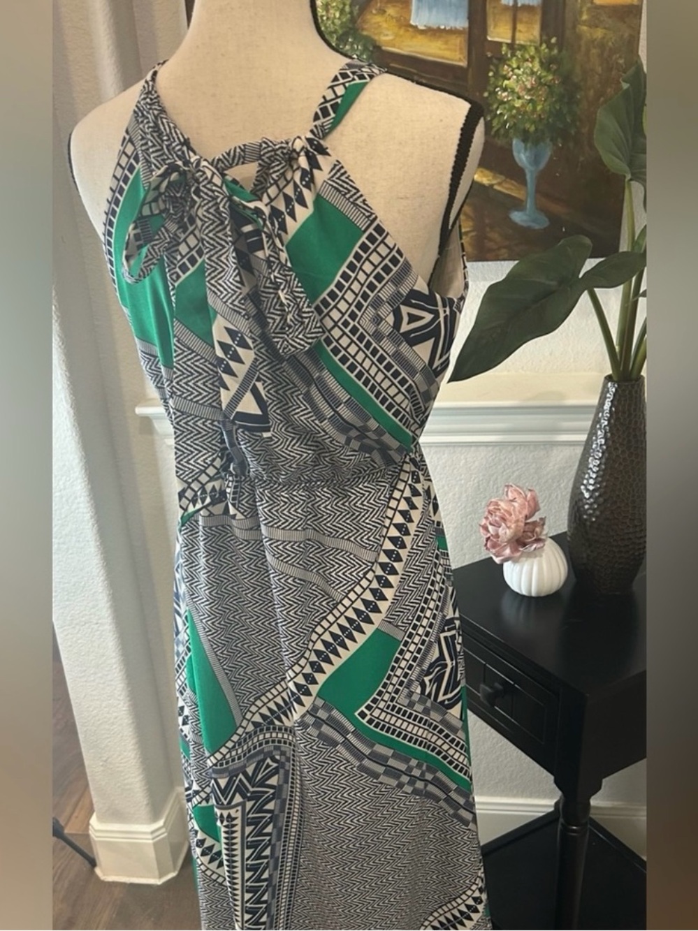 Alya Black & Green Geometric Halter Maxi Dress - Picture 6 of 6